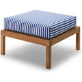 Thumbnail photo of Virkelyst Pouf - Teak - Fossflakes Padding - Outdoor Textile / Sea Blue Stripe