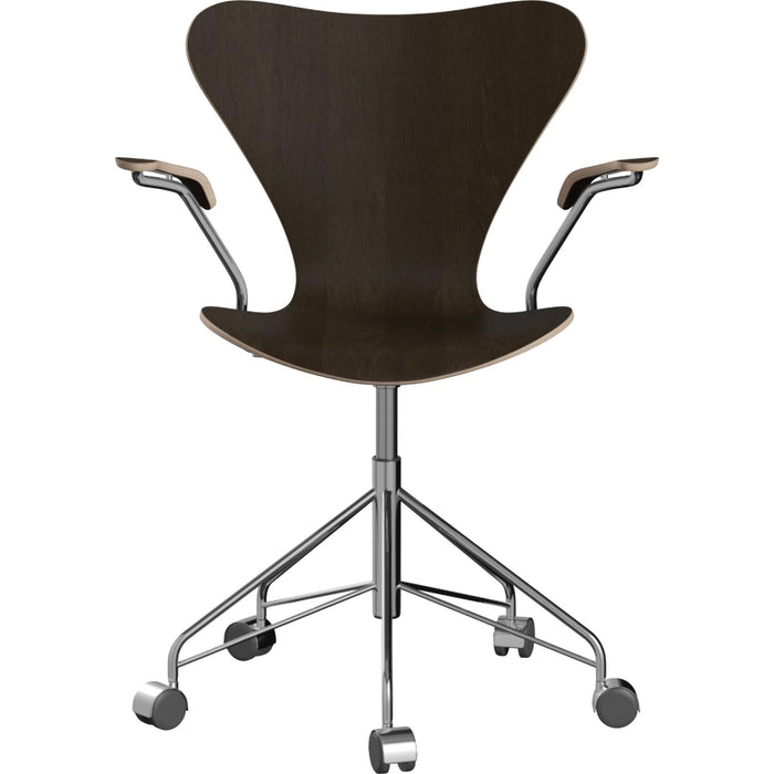 Photo of 3217 Sjuan, dark stained oak veneer - Desk chairs - Arne Jacobsen - Wood coloured