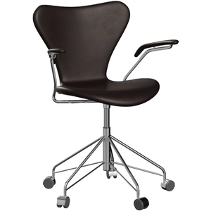 Photo of 3217 Sjuan - Full upholstery, Leather, Grace Dark Brown - Desk chairs - Arne Jacobsen - Brown