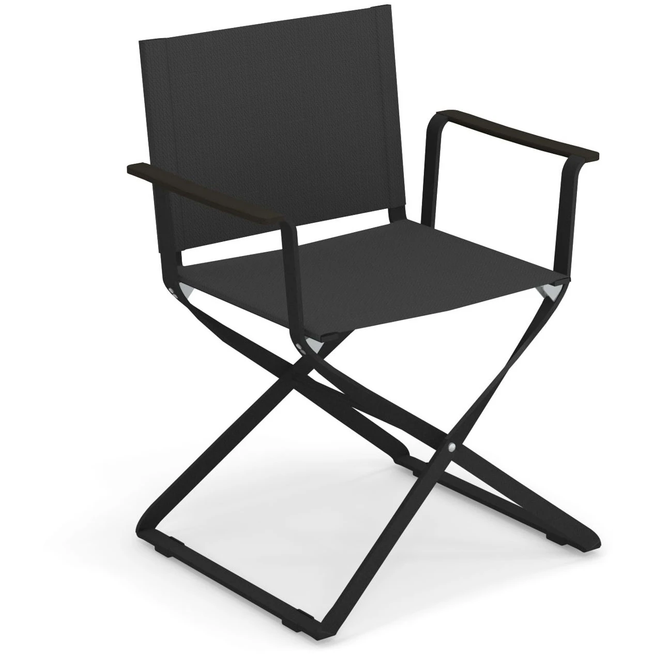 Photo of Ciak/kira Director's Chair, Aluminium, Black, Seat And Back: Emu-tex, Charcoal, Armrests: Abs, Black - Matstolar Utomhus - Christophe Pillet,stefan Diez - Svart - Metall/plast
