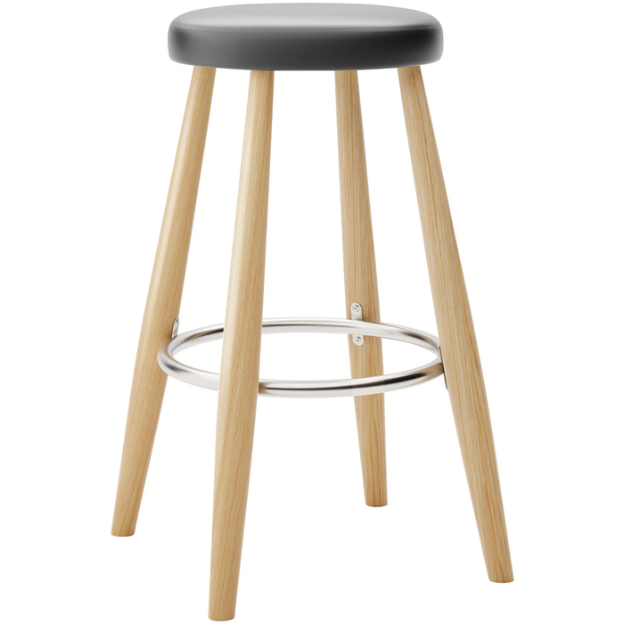 Carl Hansen - Ch58 Low Stool, Clear Lacquered Oak, Leather Group B Thor - 301 - Bar stools & Bar stools - Hans J. Wegner - Wood - Leather/metal/wood