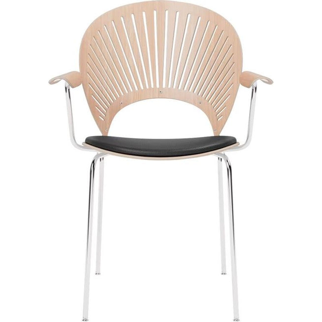 Photo of 3397 Trinidad seat upholstered armchair Sh: 46.5 cm - lacquered oak with black primo leather/chrome