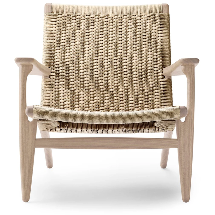 Photo of Ch25 Armchair White Oiled Oak - Natural Wicker