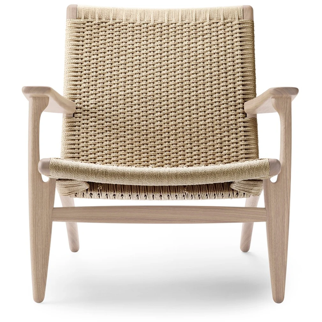 Photo of Ch25 Armchair White Oiled Oak - Natural Wicker