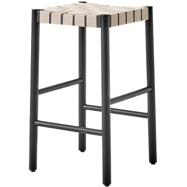 Betty Tk7 Barstool Black, Nature Braided Linen Band Seat