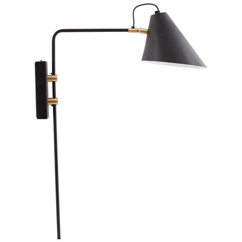 Club Wall Lamp Black Metal Brass