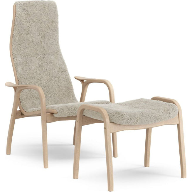 Photo of Lamino Armchair And Footstool Varnished Beech/sheepskin