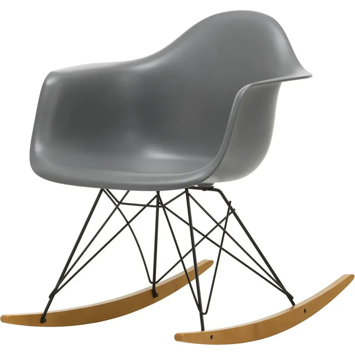 Photo of Eames Plastic Armchair Rar - 56 Granite Grey - White Base - Golden Maple - Dining Chairs - Metal/wood/plastic