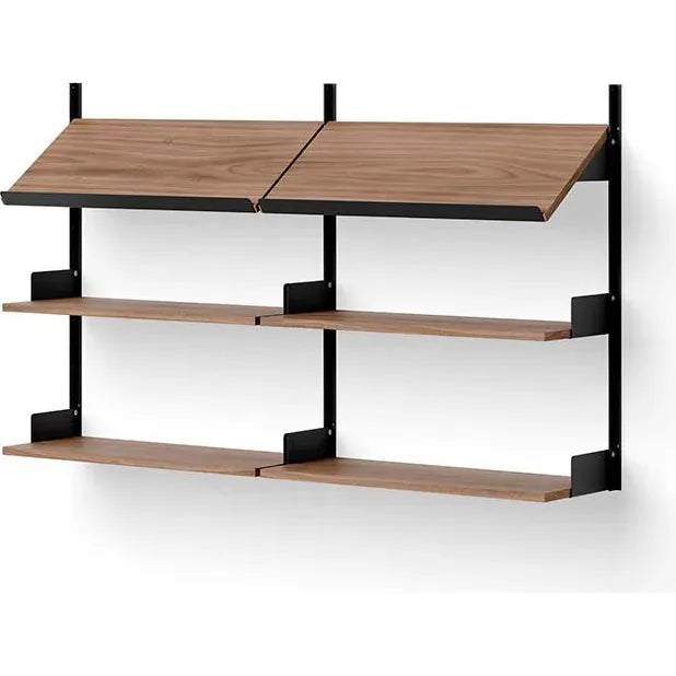 Photo of New Works Office Shelf - Hylde - Walnut / Black - H94 X W163.5 X D30.5 Cm
