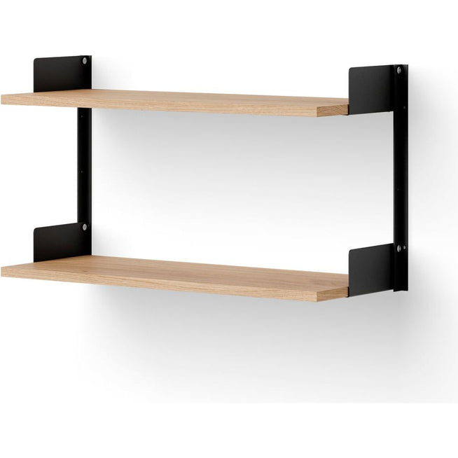 Photo of New Works Wall Shelf - Hylde - 46 - Oak / Black - H46 X W83.5 X D30.5 Cm