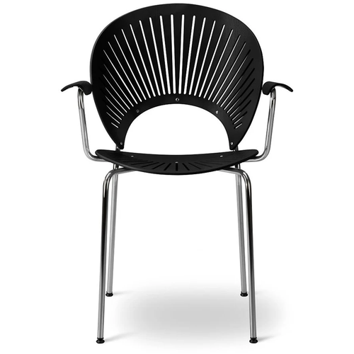 Photo of 3397 Trinidad seat upholstered armchair Sh: 46.5 cm - lacquered oak with black primo leather/chrome