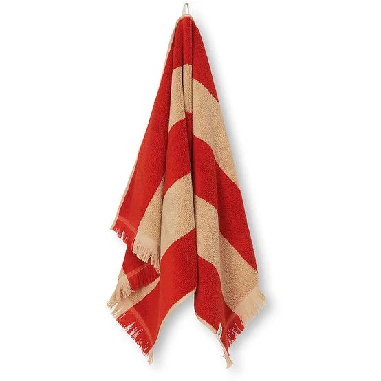 Alee Towel - Håndklæde - Light Camel / Red /