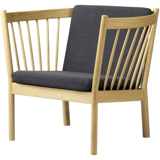 Photo of J146 Easy Armchair - Dark Grey, Lacquered Oak