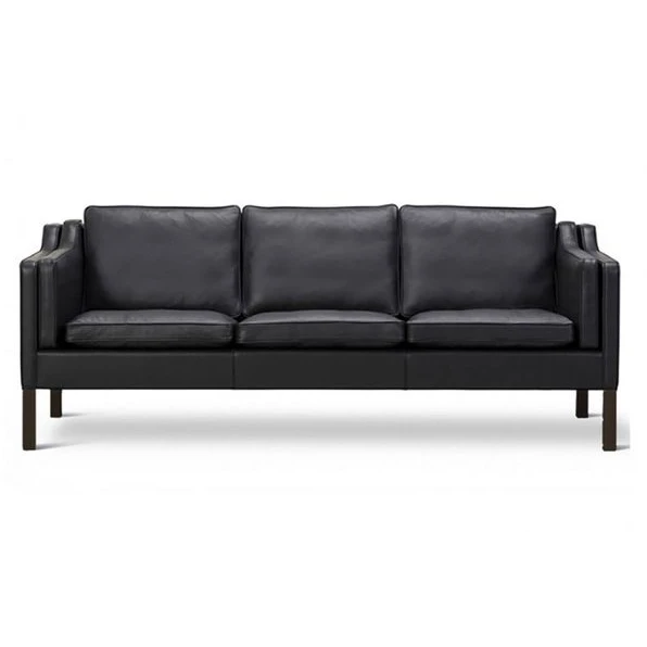Mogensen 3-seater Sofa 2213 By Børge Mogensen - 3 Personers Sofa - Max 98 Black / Black Lacquered Oak - W221 X D81 X H80 X Sh43 Cm