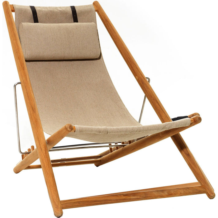 H55 Lounge Chair Teak/natural Canvas - Sun loungers & loungers - Björn Hultén - Wood