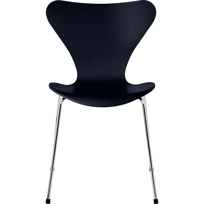 Photo of Sjuan 3107 Midnight Blue Lacquered/chrome - Dining chairs - Arne Jacobsen - Blue - Metal/wood