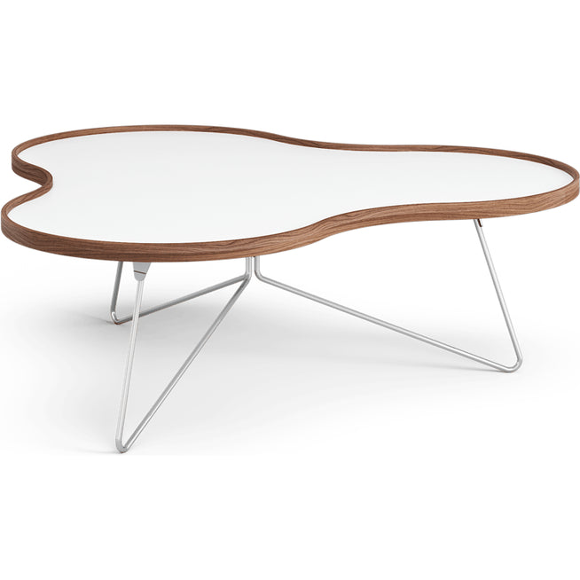 Photo of Flower Table 107x114 Cm White, 39cm, Walnut Edge, Chrome Stand