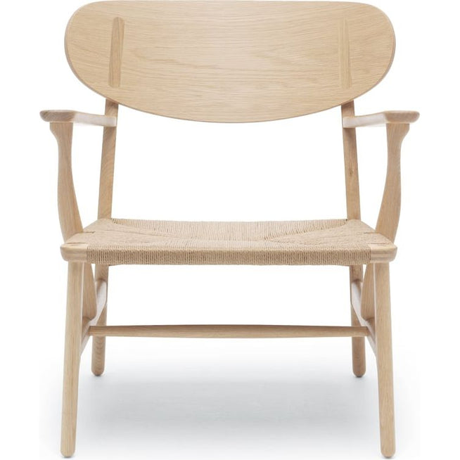 Photo of Ch22 Armchair White Oiled Oak-Natural Wicker