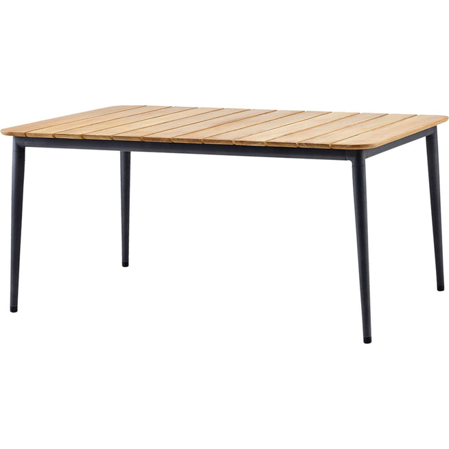 Photo of Core Dining Table, 160x90, Lava Grey, Table Top: Teak, Frame: Aluminium - Outdoor Dining Table - Foersom & Hiort-lorenzen Mdd - Grey - Metal/Wood