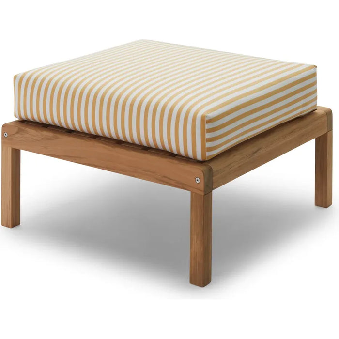 Virkelyst Pouf, Teak, Fossflakes Padding, Outdoor Textile / Golden Yellow Stripe - Utomhuspallar & Puffar - Says Who - Blå