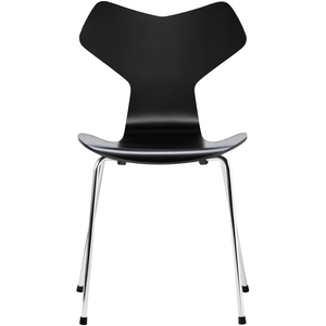 Photo of 3130 Grand Prix, lacquered, black, underframe chrome-plated steel - dining chairs - Arne Jacobsen