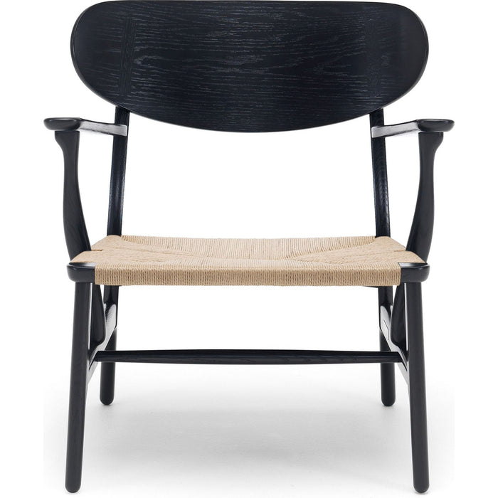 Photo of Carl Hansen - Ch22, Black Painted Oak, Chord Natural - Armchairs - Hans J. Wegner - Black - Natural material/wood