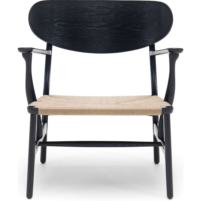 Photo of Carl Hansen - Ch22, Black Painted Oak, Chord Natural - Armchairs - Hans J. Wegner - Black - Natural material/wood