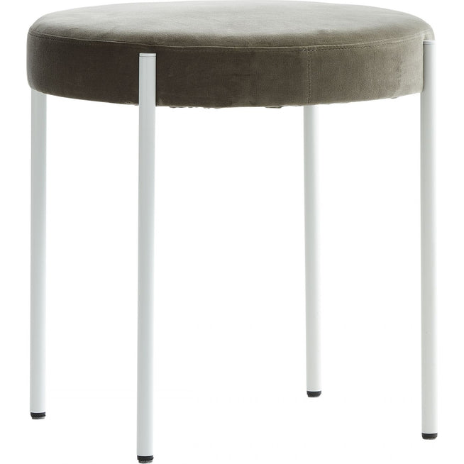 Photo of Series 430 Stool, White Frame, Upholstered, Hallingdal, Col. 180 - Sittpallar - Verner Panton - Beige - Metall/textilmaterial