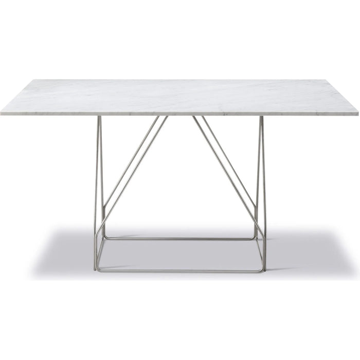 Photo of JG Table 6569 - Dining Table - White Carrara / Brushed Stainless Steel - W140 X D140 X H72 Cm