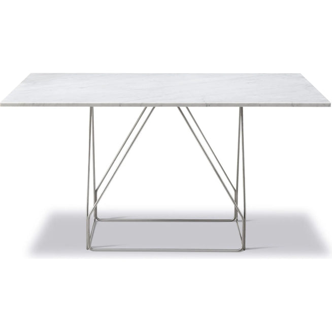 Photo of JG Table 6569 - Dining Table - White Carrara / Brushed Stainless Steel - W140 X D140 X H72 Cm