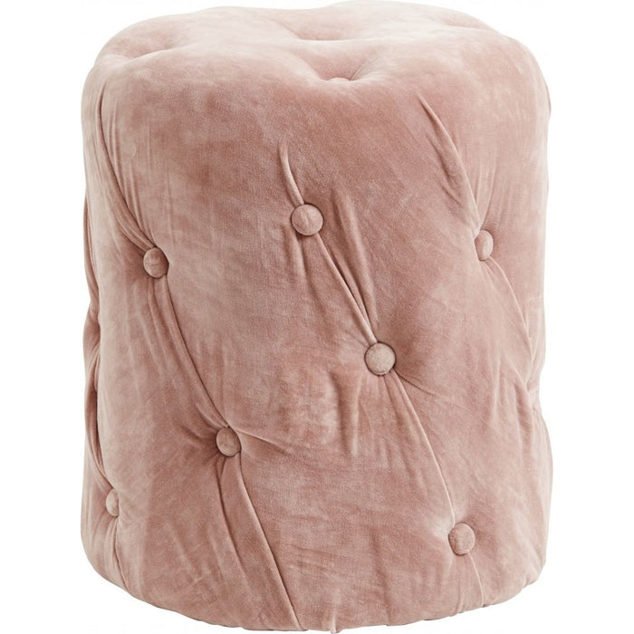 Photo of Velvet Ottoman with Buttons - Pink
