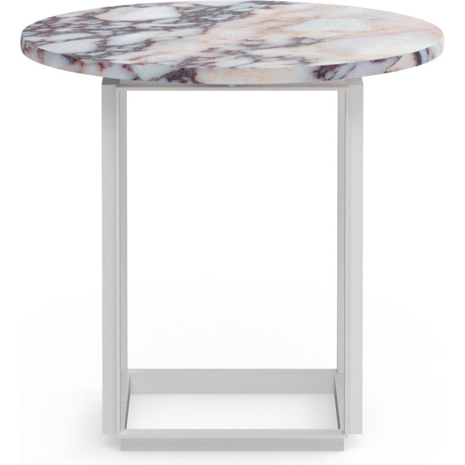 Photo of Florence Coffee Table White Viola Marble - Ø90 Cm - White Stand