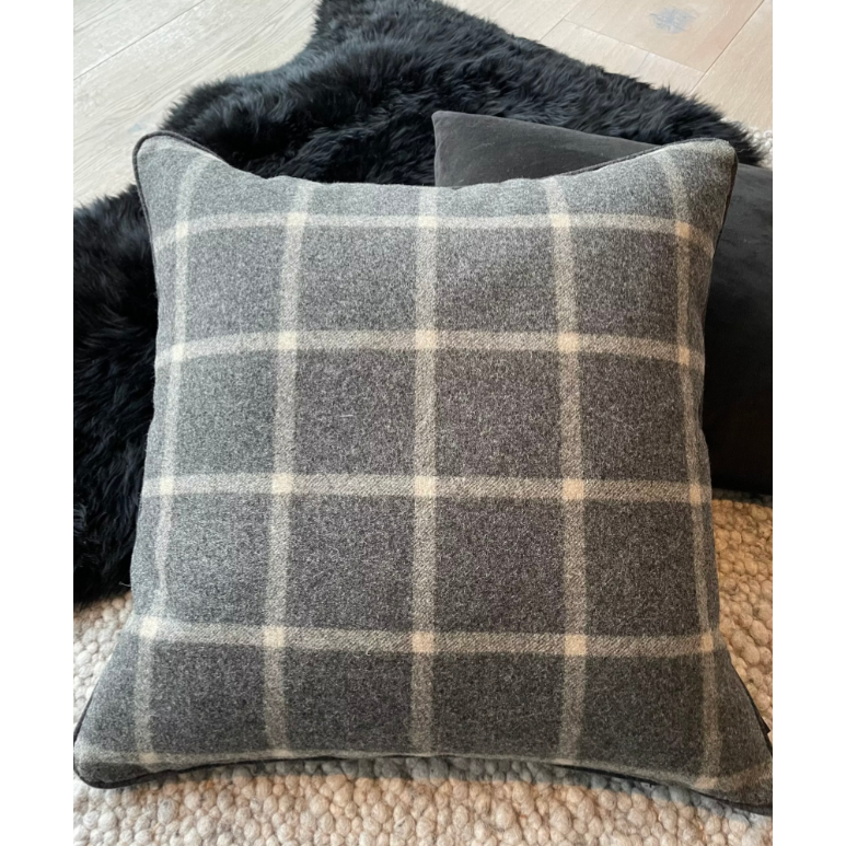 Chequered Wool Pillow Cover