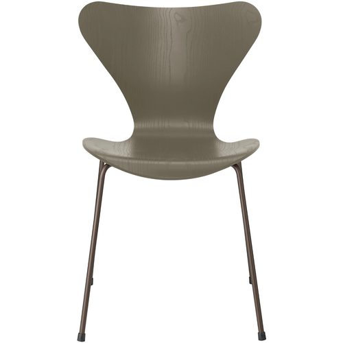 Photo of 3107 Seven, coloured box, Venetian Red, Underframe Brown Bronze - Dining chairs - Arne Jacobsen - Red - Metal/wood