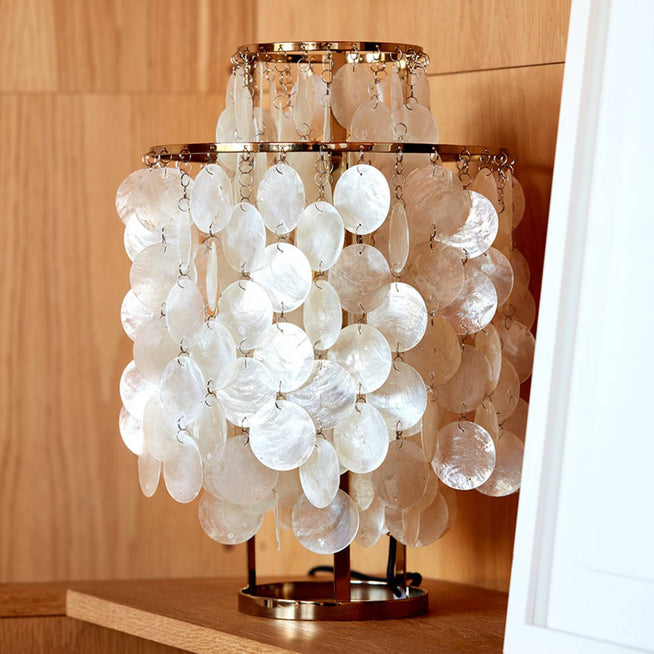 Photo of Fun 2tm Brass Table Lamp  - Bordslampor - Verner Panton - Guld,beige