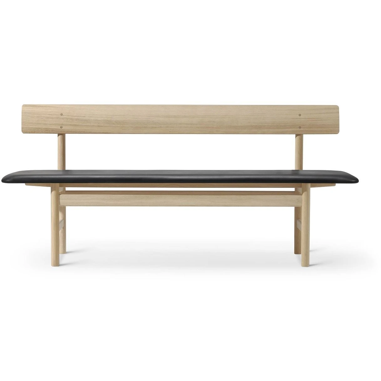 3171 Mogensen Seat Upholstered Bench L: 171.5 cm - Black Primo Leather/Soap Treated Oak