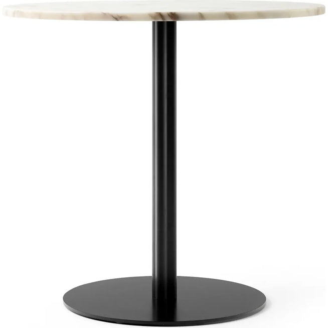 Photo of Harbour Column Dining Table Ø80 Off White Marble Tabletop With Black Base - Matbord - Norm Architects - Vit - Mdf/metall/sten