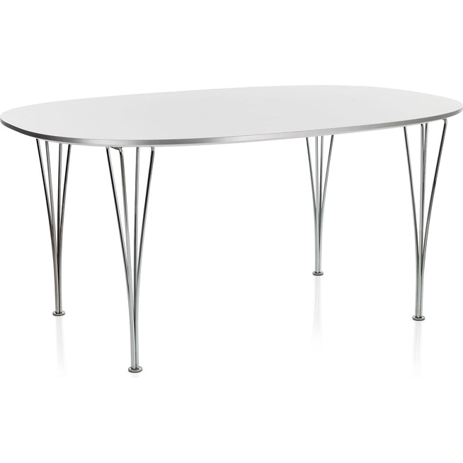 Photo of B617 Superellipse - White laminate/chrome - Dining table - Arne Jacobsen,bruno Mathsson,piet Hein - White - Metal/wood