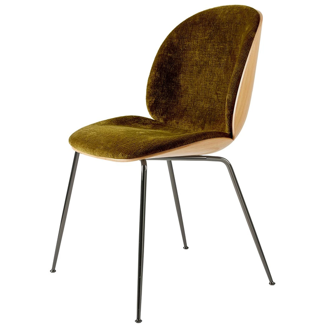Photo of Beetle Dining Chair, Front Upholstered, Conic Base