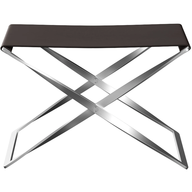 Photo of Pk91, Leather, Grace Dark Brown - Footstools - Poul Kjærholm - Brown - Metal