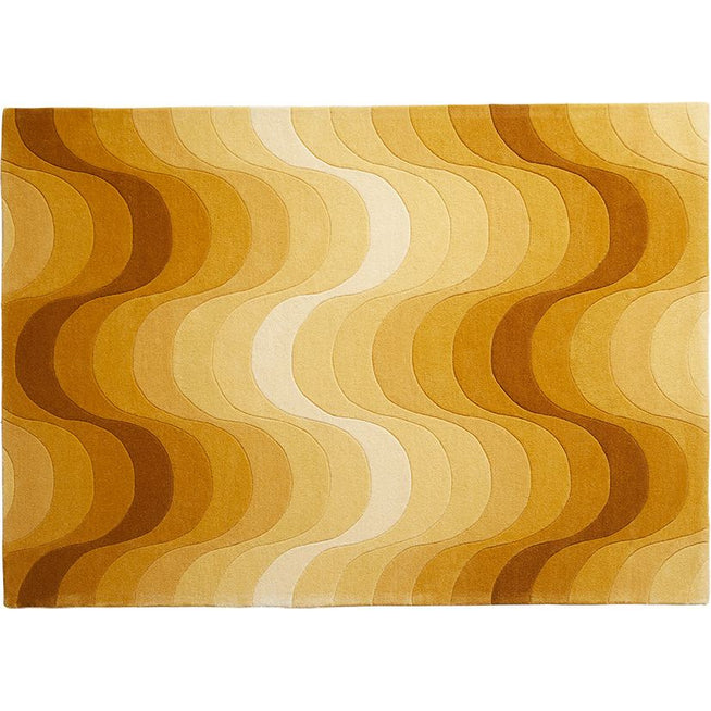 Photo of Wave Rug 170x240, Yellow, 100% New Zealand Wool, Hand Tufted - Mönstrade Mattor - Verner Panton - Gul