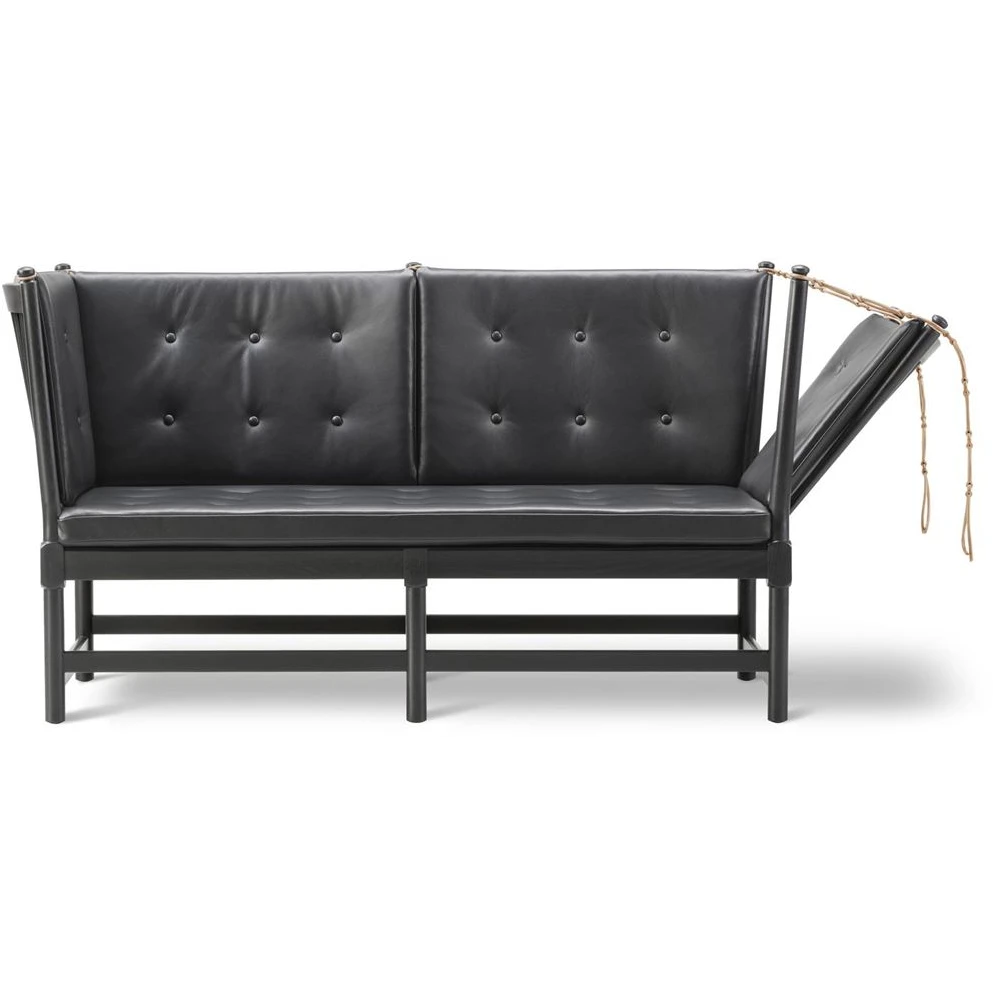 1789 2 Pers. Slatted Sofa Right L: 160 cm - Black Omni Leather/Black Lacquered