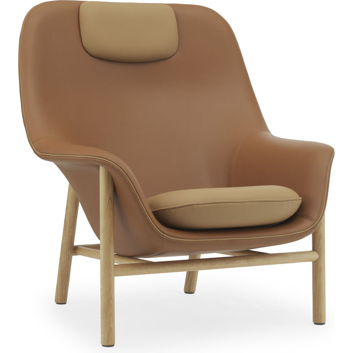 Photo of Drape Chair High - Lænestol - Ultra Leather / Oak - H103 X W93 X D84 X Sh43 Cm