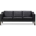 Thumbnail photo of Mogensen 3-seater Sofa 2213 By Børge Mogensen - 3 Personers Sofa - Max 98 Black / Black Lacquered Oak - W221 X D81 X H80 X Sh43 Cm
