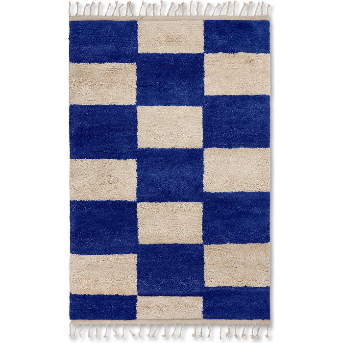 Photo of Mara Knotted Rug - Gulvtæppe - Bright Blue/off-whit