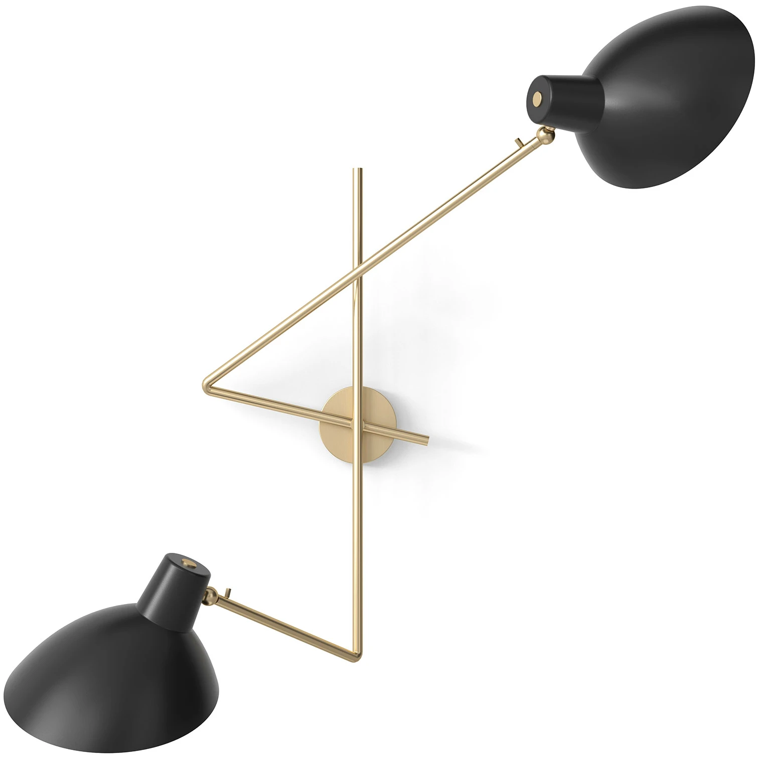 Vv Cinquanta Twin, Brass Mount, Black Reflectors - Wall Lamps - Vittoriano Viganò - Black