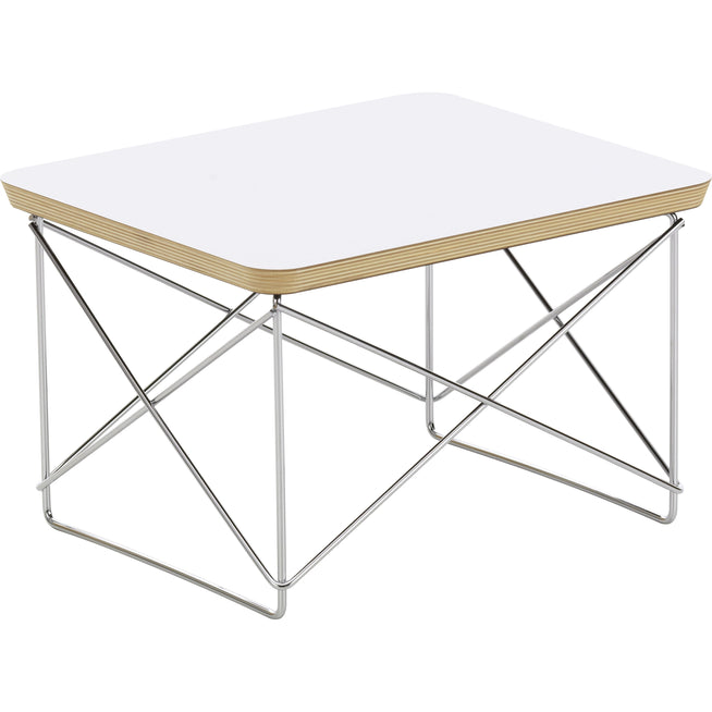 Photo of Occasional Table Ltr Top White Underframe Chrome - Small Table & Side Table - Charles & Ray Eames - White - Metal/Wood
