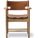 Den Spanske Stol 3238 By Børge Mogensen  - Spisebordsstol - Oiled Smoked Oak / Black Saddle Leather - W64,5 X D48 X H84,5 X Sh46 Cm