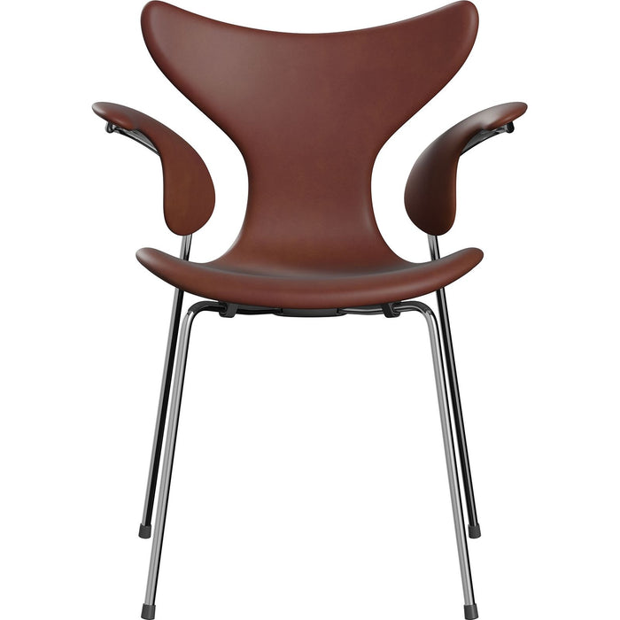 Photo of 3208 Liljan Armchair Anniversary Collection - Dining chairs - Arne Jacobsen - Brown - Leather/metal/foam