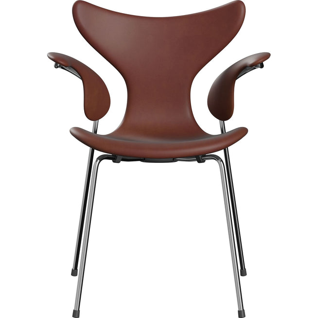 Photo of 3208 Liljan Armchair Anniversary Collection - Dining chairs - Arne Jacobsen - Brown - Leather/metal/foam
